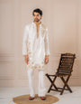 White Fancy Embroidery Kurta Set | Tulip Designer