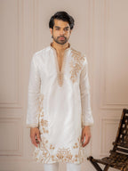 White Fancy Embroidery Kurta Set | Tulip Designer