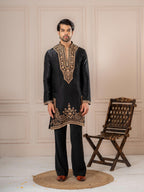 Black Thread Embroidered Kurta For Men| Tulip Designer