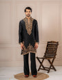Black Thread Embroidered Kurta For Men| Tulip Designer