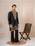 Black Thread Embroidered Kurta For Men| Tulip Designer