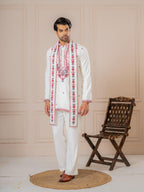 White Armani Embroidery Kurta Dupatta Set | Tulip Designer