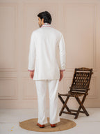 White Armani Embroidery Kurta Dupatta Set | Tulip Designer