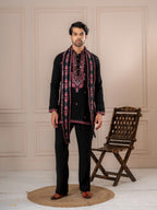 Black Armani Embroidered Kurta Dupatta Set | Tulip Designer
