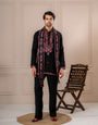 Black Armani Embroidered Kurta Dupatta Set | Tulip Designer