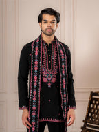 Black Armani Embroidered Kurta Dupatta Set | Tulip Designer