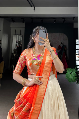 Paithani Jacquard Silk Lehenga Choli Set With Zari Weaving & Tassel Dupatta – Festive Special