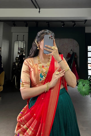 Paithani Jacquard Silk Lehenga Choli Set With Zari Weaving & Tassel Dupatta – Festive Special