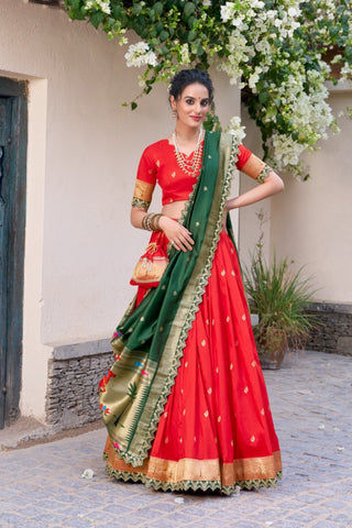Traditional Paithani Jacquard Sik Lehenga Set For Wedding