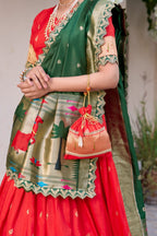 Traditional Paithani Jacquard Sik Lehenga Set For Wedding