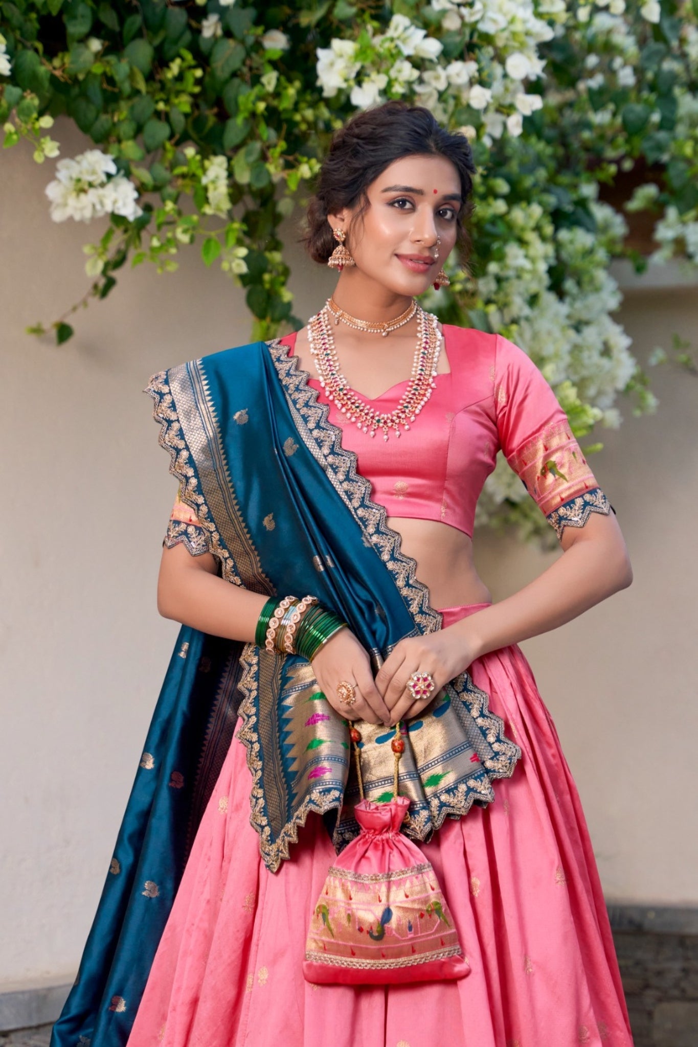 Traditional Paithani Jacquard Sik Lehenga Set For Wedding