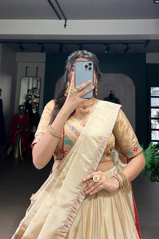 Designer Paithani Zari Weaving Shimmer Lehenga Choli With Dupatta