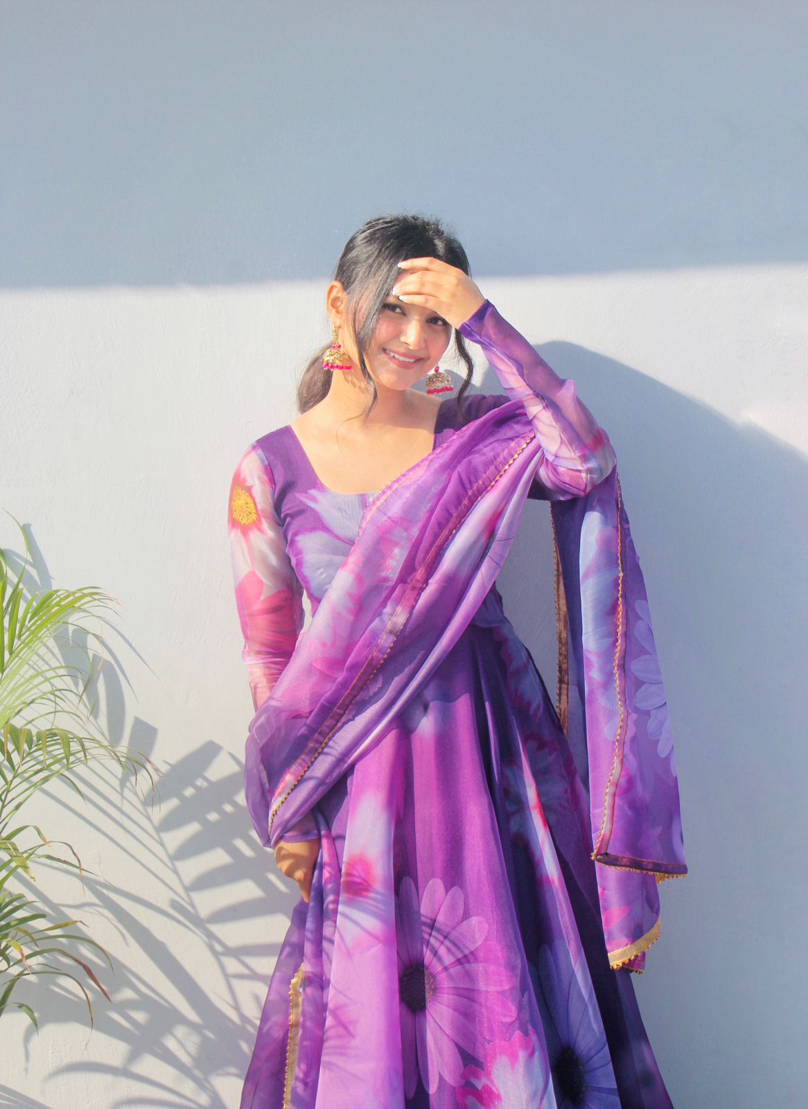 Party Wear Look Organza Taby Silk Gown With Dupatta