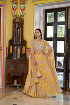 Luxury Pastel Georgette Embroidery Sequins Work Lehenga Set with Batwa

