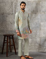 Pastel Pista Green Soft Silk Festive Kurta Set For Mens Wear