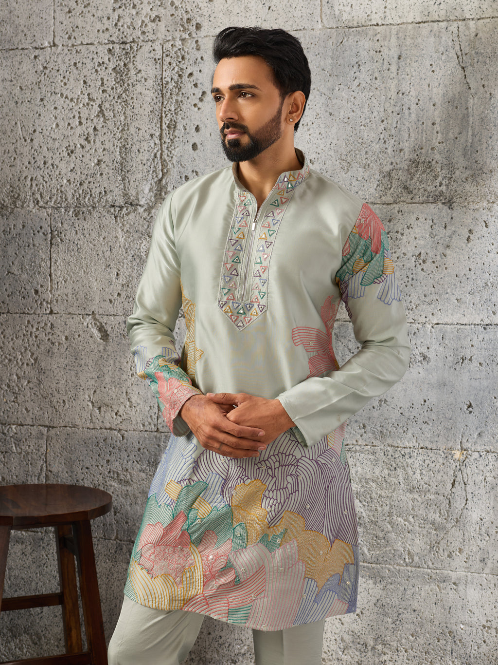Pastel Pista Green Soft Silk Festive Kurta Set For Mens Wear
