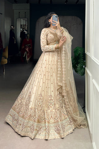 Bridal Pastel Net Lehenga Choli With Sequins Elegance