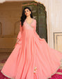 Peach Radiance Embroidered Georgette Anarkali Set