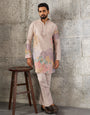 Peach Premium Soft Silk Embroidered Kurta Bell Bottom Set