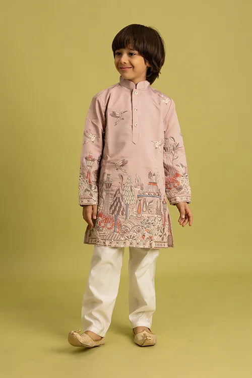 Premium Peach Color Vantara Style Boys Kurta with Pajama