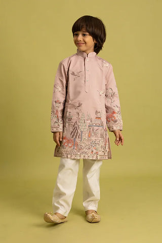 Premium Peach Color Vantara Style Boys Kurta with Pajama