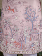 Designer Peach Viscose Silk fancy kurtas for men