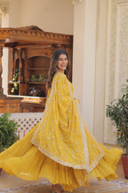 The Perfect Elegance Unique Embroidered Gown with Dupatta Set