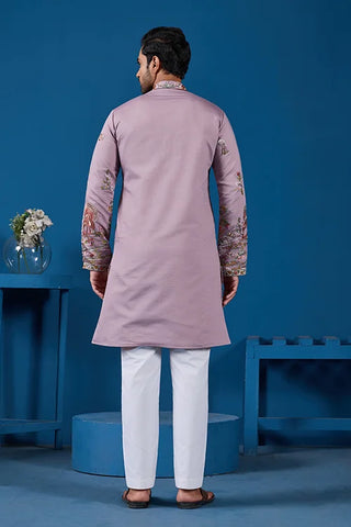 Heavy Embroidered Dusty Pink Kurta for Men