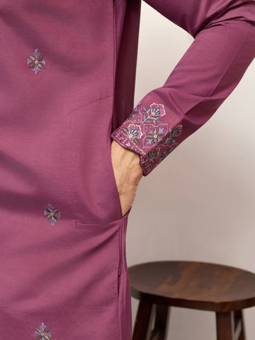 Trendy Pink Color Kurta with Dupatta for Mens Wear