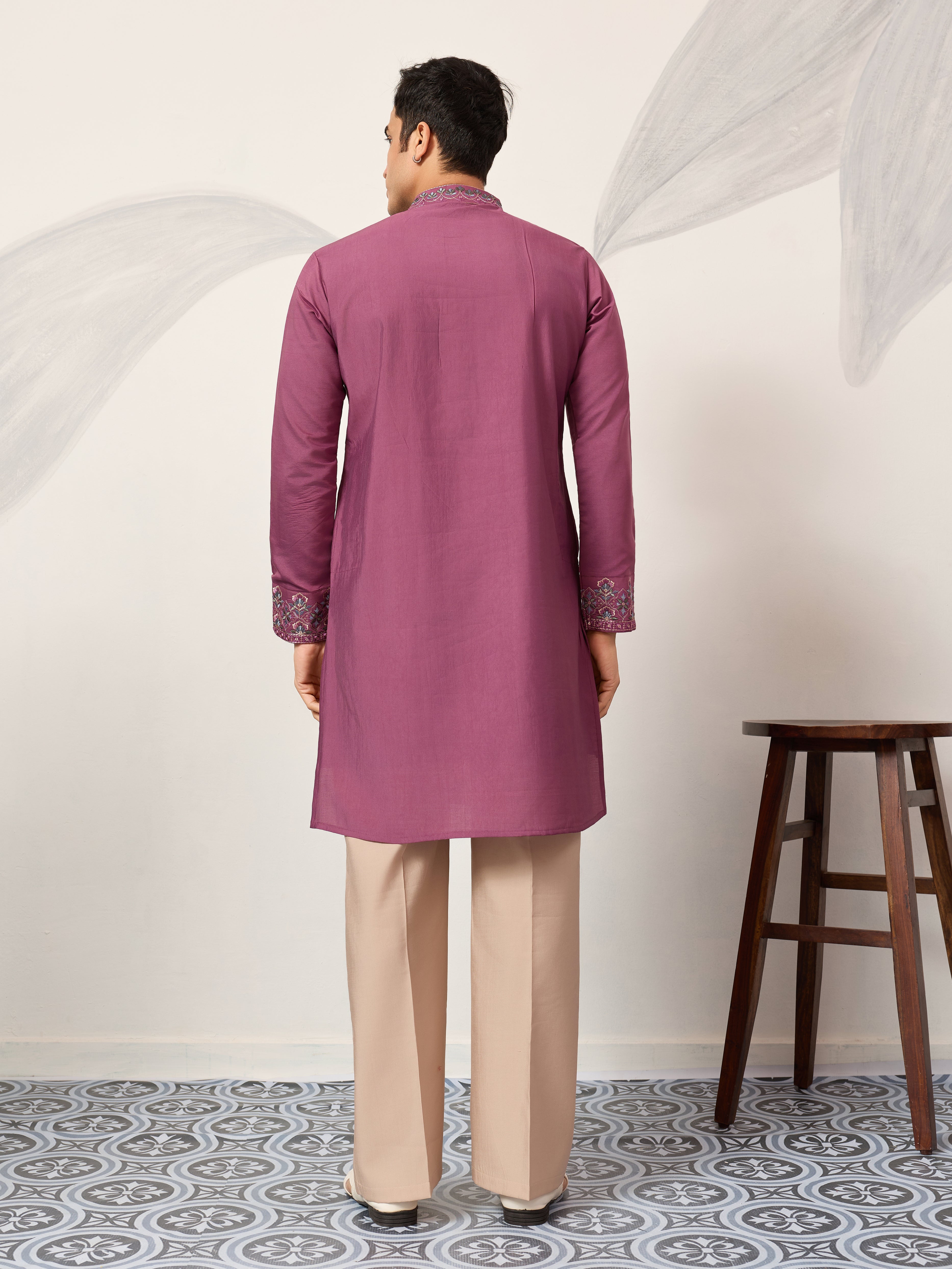 Trendy Pink Color Kurta with Dupatta for Mens Wear