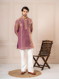 Dusty Pink Crush Tissue Embroidered Kurta Set | Tulip Designer
