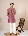 Dusty Pink Crush Tissue Embroidered Kurta Set | Tulip Designer