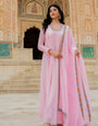 Soft Pink Embroidered Georgette Anarkali Gown