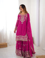 Party Wear Pink Faux Georgette Cording Dori Work Sharara Suit Collection
