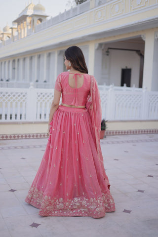 Wedding Special Pink Fendi Silk Lehenga Choli Set With Dupatta