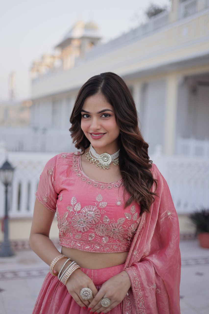Wedding Special Pink Fendi Silk Lehenga Choli Set With Dupatta