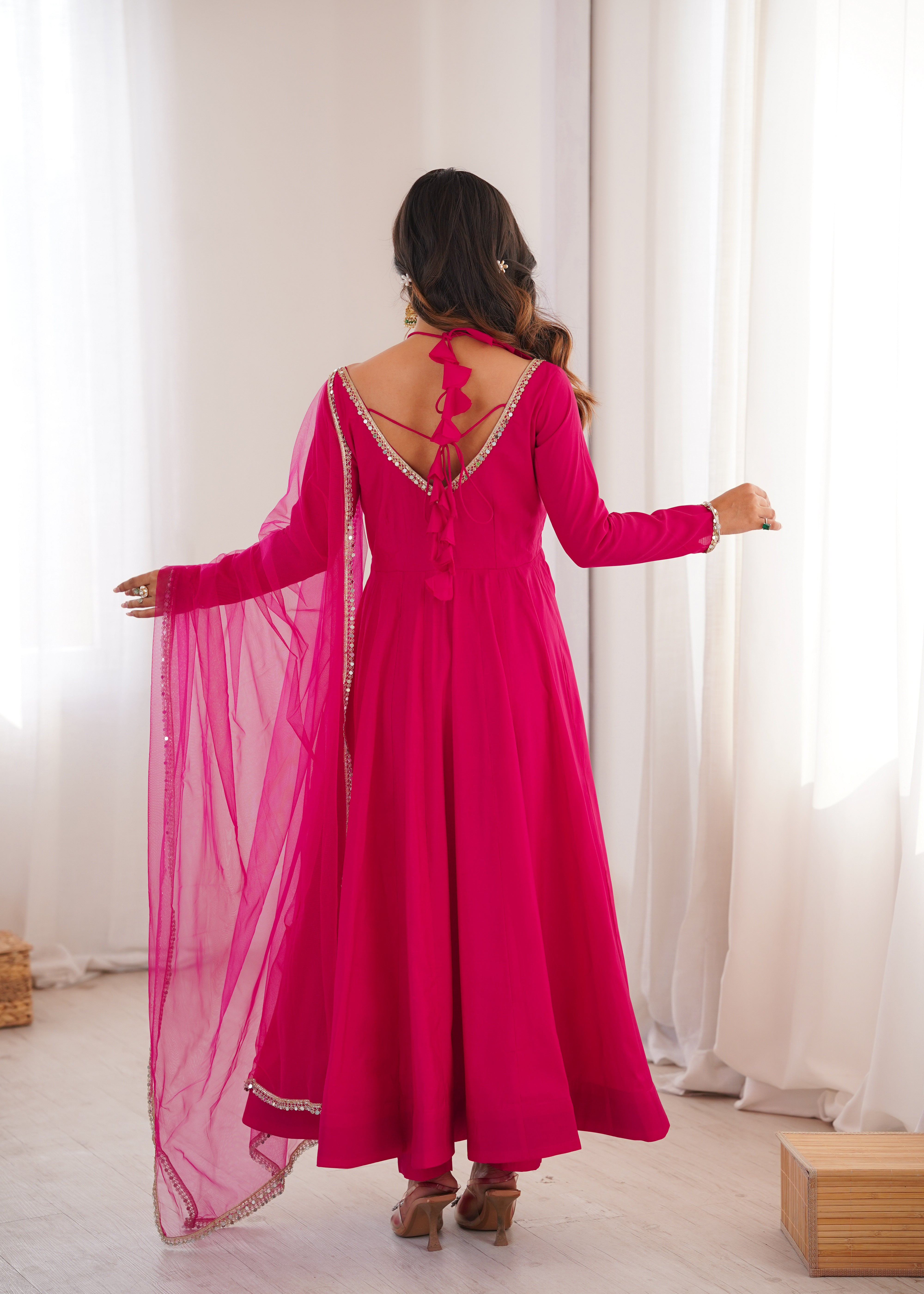 Beautiful Georgette Pink Anarkali Gown with Dupatta