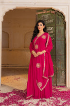 Premium Designer Stylish Pink Georgette Anarkali Set