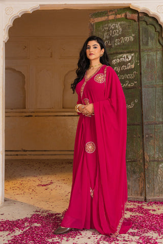 Premium Designer Stylish Pink Georgette Anarkali Set