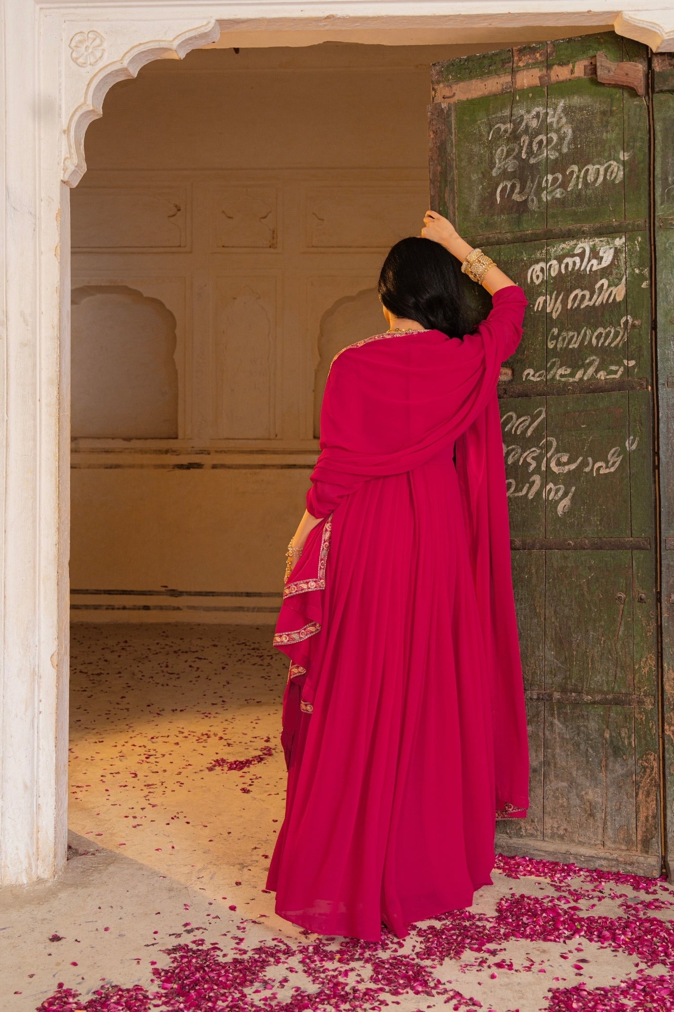 Premium Designer Stylish Pink Georgette Anarkali Set