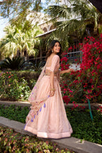 Gold Crush Embroidered Pink Lehenga Set With Dupatta
