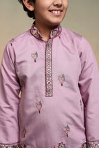Pink Embroidered Work Kurta Pant Set Perfect For Kids