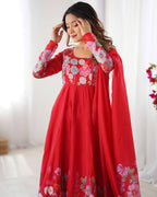 Pink Pure Soft Organza Silk Anarkali Suit with Dupatta & Pant