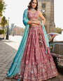 Premium Pink Rangoli Silk Zari Dori Sequins Bridal Lehenga Choli Set