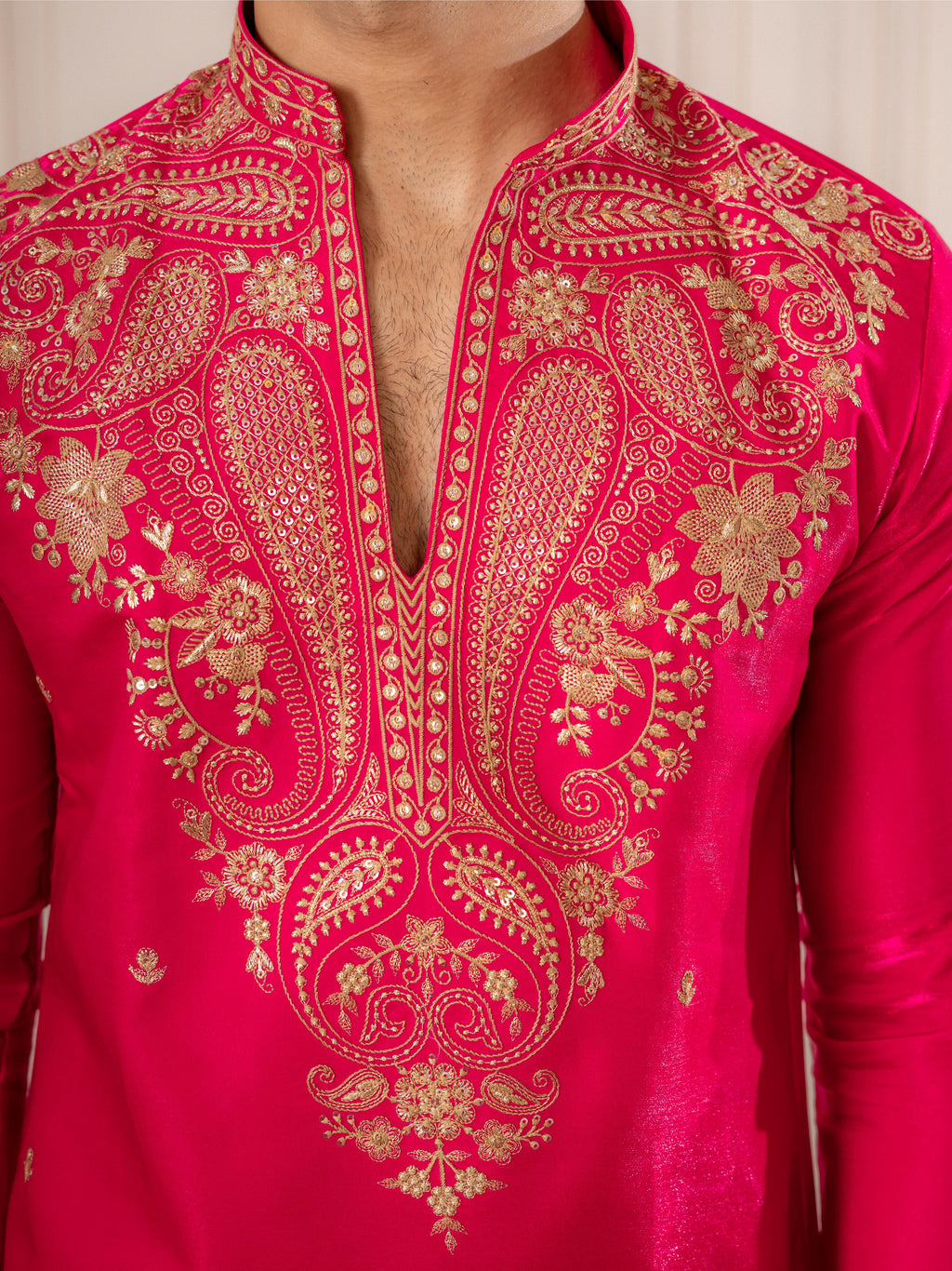 Pink Roman Silk Thread Work Kurta Set | Tulip Designer
