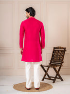 Pink Roman Silk Thread Work Kurta Set | Tulip Designer
