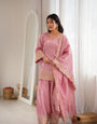 Pink Glass Roman Silk Embroidered Farshi Shalwar Suit Set