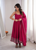 Stunning Pink Roman Silk Chanderi Designer Suit with Dupatta
