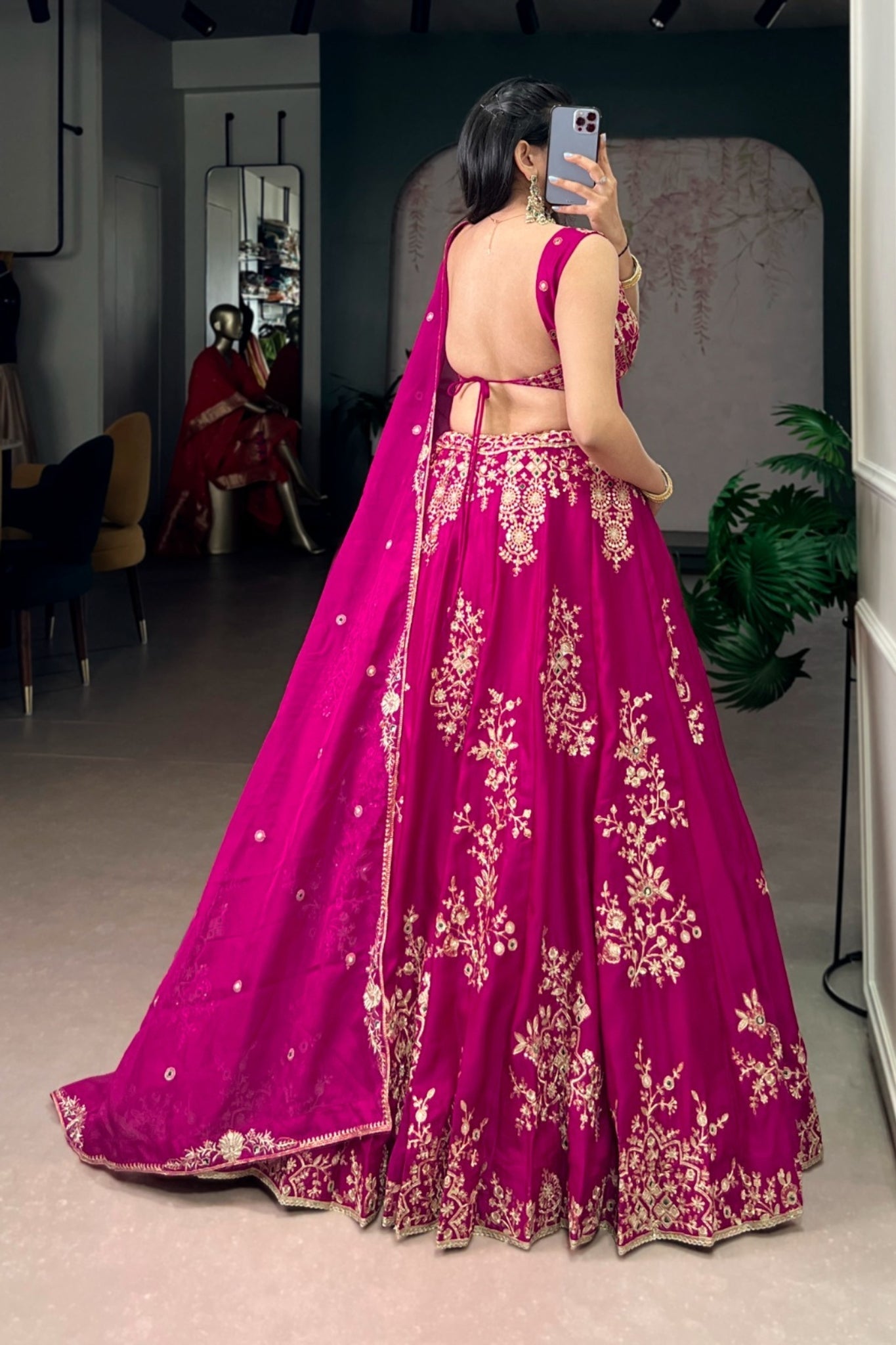 Pink Sequins Embroidered Wedding Lehenga Choli
