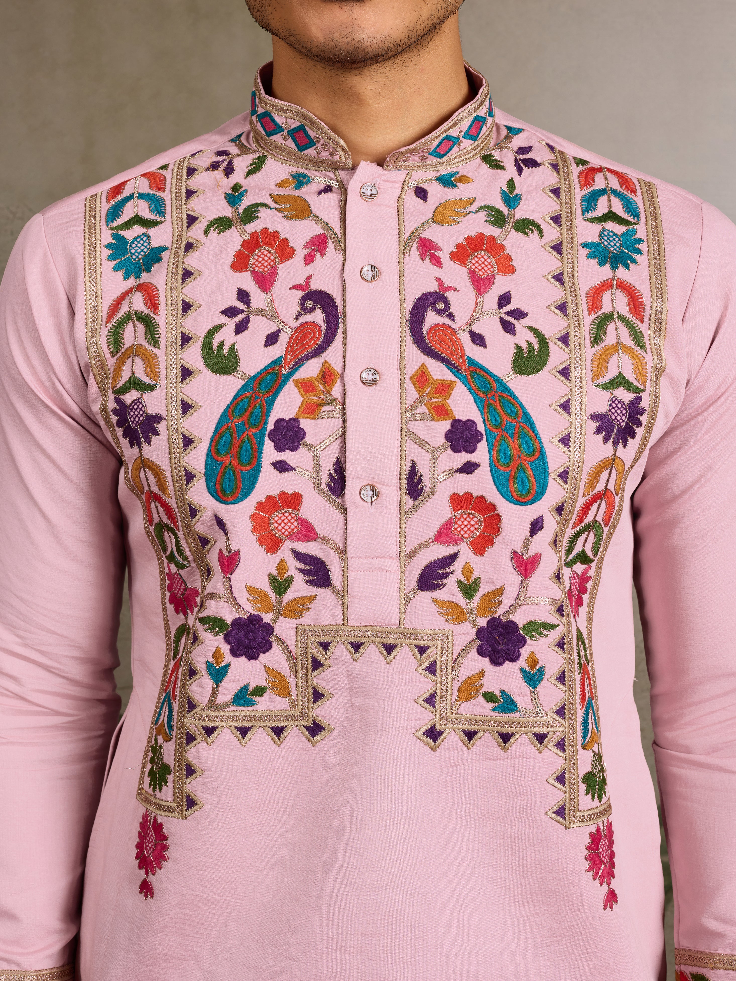 Pink Stylish Traditional Kurta for Mens Wear